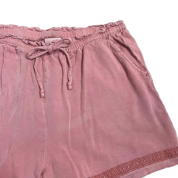Knox Rose Blush Pink High Waisted Drawstring Pull On Shorts Women’s Small Pocket - Picture 6 of 6